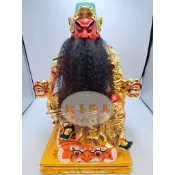 〔歡喜佛具〕一尺三關聖帝君 關二爺｜素金文武甲  連坐  虎皮  活眼｜神像  神尊  佛像