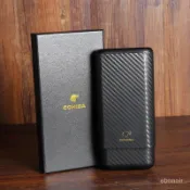 COHIBA 雪茄套 碳縴紋 便攜 隨身 雪茄皮套 三衹裝 雪鬆實木 雪茄保濕煙盒 雪茄盒 雪茄煙盒 雪茄煙盒 雪茄皮套