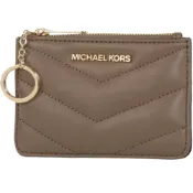 【Michael Kors】焦糖奶茶小香風山形衍縫皮革拉鍊零錢包