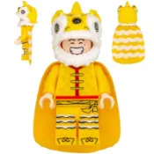 抽抽樂 積木 人仔 筑墨積木J1001抽抽樂新年舞獅醒獅人仔中國風MOC拼裝玩具兼容樂高