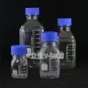 玻璃試藥瓶  方型血清瓶 -- GL45藍蓋 -- 100ml~1000ml -- 白刻度附O-Ring