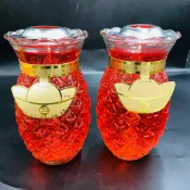 【樂興佛具】一對果凍鳳梨蠟燭 / 光明燈 拜拜蠟燭 拜拜用品 金紙 佛具 拜拜 神明燈/ 一對