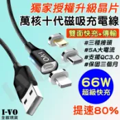 萬核十代 磁吸充電線 66W快充 QC快充 三合一充電線 彎頭充電線 Type-C充電線 充電線 傳輸線 快充線