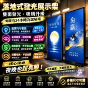 落地式雙面發光展示架 可折疊收納門市商場多尺寸海報立牌 LED 立式廣告燈箱 活動展覽企業形象宣傳高亮告示看板 海報架