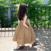 【瑪吉卡】女童洋氣無袖公主連衣裙2025夏季兒童寶寶洋氣大裙擺背心裙中長款 女童連身裙 女童裙子 兒童洋裝 女寶連衣裙
