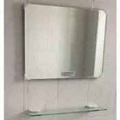 (店+)浴淋軍 台灣製造 無銅防霧浴室鏡 橫掛式｜附玻璃平台｜60×45／70×50／80×60 公分｜化妝鏡 L1856