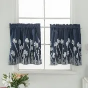 【巴芙洛】熱情樹林刺繡咖啡短簾/137*61cm一片式(咖啡簾/窗簾/短簾/門簾/刺繡短簾)