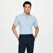 【G2000】男襯衫 出清品 條紋短袖上班襯衫-藍色(3613103272) 面試 職場 通勤穿搭