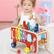 Wooden Children's Toys Elephant Whack-a-mole Game Early Educ