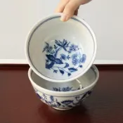 陶瓷盤 盤子 陶瓷碗盤 Bloom日本進口美濃燒復古陶瓷餐具 青花唐草紋家用湯盤菜盤碟餐盤