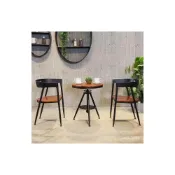 (店+)網紅款 熱銷 美式複古 清吧戶外 咖啡廳奶茶店 桌椅組閤 陽臺三件套 實木工業風 酒吧鐵藝椅子