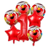 6 件裝芝麻街主題派對裝飾 Elmo 氣球派對用品卡通鋁箔氣球兒童生日快樂派對裝飾玩具