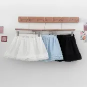 (店+)【FEE BABY】甜美親膚顯瘦綁帶蛋糕短裙 白色短裙 迷你短裙 超短迷你裙 顯瘦裙 蓬蓬裙 蕾絲裙 半裙 紗裙 白色蛋糕裙 黑色蛋糕裙 藍色蛋糕裙