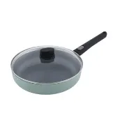 【Woll】Ecolor 不沾平底深鍋含蓋 28cm 莫蘭迪綠 (電磁爐 IH爐可用)(平輸品)