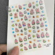 大臉兔子｜卡通兒童動畫片海綿寶寶派大星童趣可愛少女心浮雕美甲貼紙裝飾品