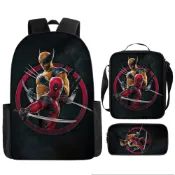 Deadpool死侍 學生書包 鉛筆盒 卡通背包 兒童後背包 斜背包 筆袋 三件式 休閒包包 斜背包