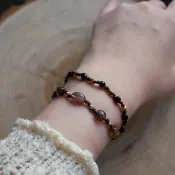 ~森蔓系列~極光水晶 l 黑瑪瑙 l 蠟線 l 手環  l 訂製款 D12