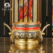 協貿國際日用品生活6館 純銅招財金玉佛光爐 雙耳環家用室內大號供佛供奉香薰爐熏香爐