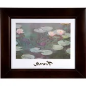 開運陶源 【紫色睡蓮】莫內Monet  花 世界名畫 掛畫 複製畫 壁飾  38x32cm