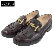 【DOKODEMO】Tod's 雙 T 形金屬配件，流蘇設計，莫卡辛樂福鞋，女鞋，ブラウンx 金色，36 號（二手）