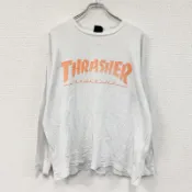 【DOKODEMO】THRASHER長袖印花T卹/長袖T卹 白色 M碼（古著）