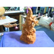 100%台灣手做檜木文創造型招財騎龍關聖帝君尺寸6x4x12公分沒上漆味道濃郁特價出清請先詢問庫存