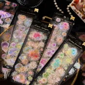《PET貼紙包》 絢爛煙火 煙花 貝殼光 鐳射金 夢幻 咕卡 質感 清新 PET 平張 手帳 DIY 貼畫 貼紙 裝飾貼