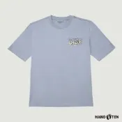 Hang Ten 男裝-厚磅棉復古衝浪印花短袖T恤-天空藍