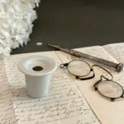 40559-法國古董陶瓷書桌內崁式墨水罐French antique ceramic desk inkwell