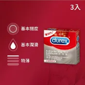 【康是美官方網購】Durex杜蕾斯超薄裝衛生套更薄型3入