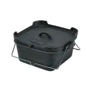 RV城市【日本 LOGOS】10吋 免開鍋 方型 荷蘭鍋 + 起鍋勾 露營鑄鐵鍋 烤肉 炒鍋 湯鍋_81062220