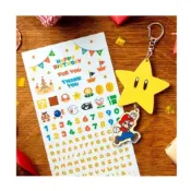 (店+)【Nintendo 任天堂】任天堂 原廠 超級瑪利歐 無敵星星 吊飾貼紙組 世界棒球12強賽 中華隊 無敵星星鑰匙圈