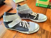全新converse 破壞仿舊 限量版 黑色 帆布鞋  曲家瑞 免鞋帶 
