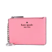 KATE SPADE 十字紋防刮拉鍊鑰匙/證件/零錢包-葡萄柚粉