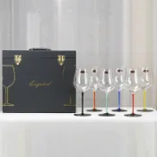 全球選品1館 生活百貨 黑領結紅酒杯大肚杯紅杆彩杆歐奢華水晶白璃葡萄酒杯高腳杯勃艮第