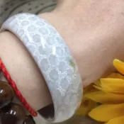 18圍56mm天然珊瑚玉手鐲，蕾絲立體花，菊花玉手鐲手環