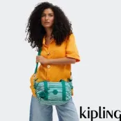 Kipling 白綠條紋手提側背包-ART MINI