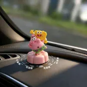 ✨元氣新品✨汽車擺件可旋轉海綿寶寶派大星潮玩手辦車載辦公室桌面禮物TLWO