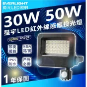 (店+)【Everlight 億光】LED 30W 50W 全電壓  防水IP65 星宇 紅外線感應投光燈 感應投光燈 戶外探照燈 投光燈 戶外燈具 燈后
