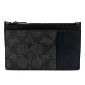 【COACH】C LOGO男款信用卡名片卡夾零錢包(黑灰)