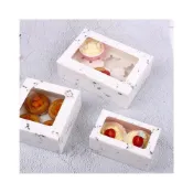 (店+)禎巧妙 台灣現貨 蛋糕盒 2粒 4粒 6粒盒 大理石紋圓孔馬芬蛋糕包裝盒子 蛋撻盒毛巾款蛋糕捲盒開窗貼膜含托 月餅盒手提袋