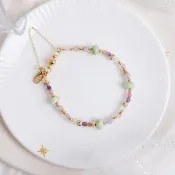 正能量 x 玉 紫水晶 粉晶【天秤座 • 守護花 • 大波斯菊】手鍊