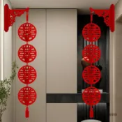 💥派送超快💥立體喜字掛飾婚房裝飾壁掛大門婚房客廳臥室房門喜慶氛圍佈置掛件