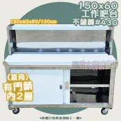 全新【5尺吧台(內2層)-門鎖.輪】150吧檯/不鏽鋼工作台/工作吧台/工作平台/飲料吧檯/作業吧檯/工廠直營