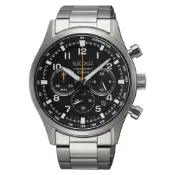 大高雄鐘錶城 seiko SK037 精工錶 CS系列 8T63-02M0D(SSB447P1) 橘色秒針 三眼運動計時腕錶 黑 43mm｜樂天領券現折★全館特惠中★指定刷卡回饋10%