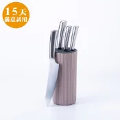 【鍋寶好食光市集】[鍋寶]刀具刀座五件組(不鏽鋼專業刀具4件組+可拆式刀座-奶茶) FC-CBW1124MTWP4400