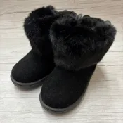 ［出清品］[ 展示品 ]《布布童鞋》兔兔耳絨毛黑色保暖內裡兒童雪靴(19公分)