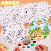 台灣現貨 小布點台灣現貨 ︱兒童手工塗鴉扇子︱DIY 塗色繪畫小扇子 空白圓扇 幼兒園益智教具 手工填色扇子 創意塗鴉