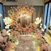 免運含稅 鐵藝月亮拱門 婚禮現場裝飾架 婚慶舞台背景架 森系婚禮擺件 月亮造型裝飾架 婚禮佈置支架 氣球固定支撐架