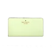 【KATE SPADE】KATE SPADE Madison十字紋多卡對扣式長夾(米色/草綠)